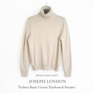 JOSEPH London Techno Basic Cream Turtleneck Sweater Size M
